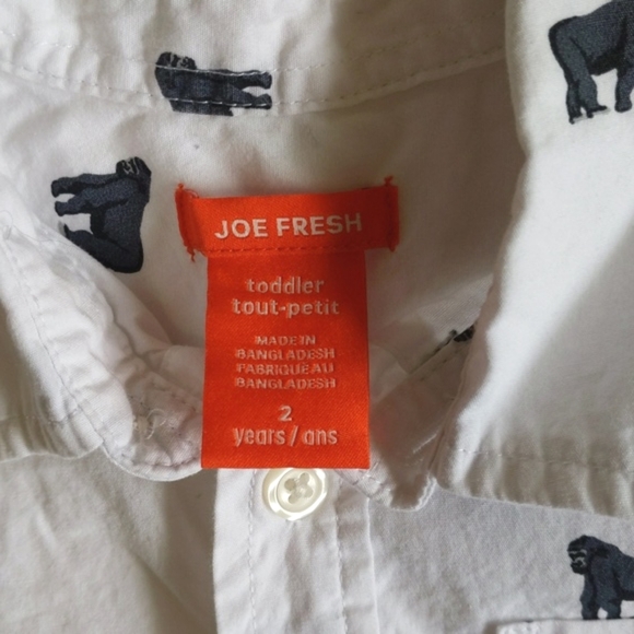 joe fresh gorilla print button down collared cotton shirt 2T toddler boys - Picture 2 of 6